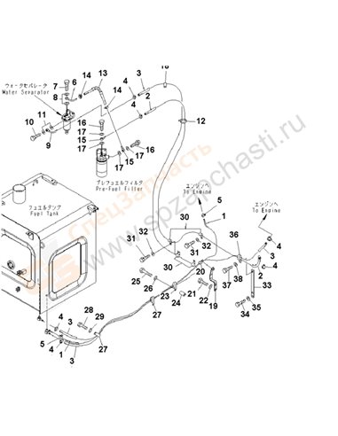 Fig. D0200-01a1 Fuel Lines (With Pre-Fuel Filter And Water Separator)(200001-203012)