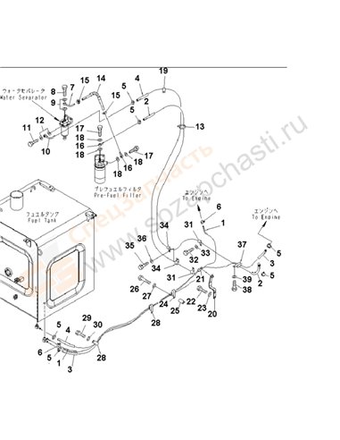 Fig. D0200-01a1a Fuel Lines (With Pre-Fuel Filter And Water Separator)(203013-)