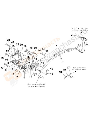 Fig. E0200-01a1 Wiring (Starting Harness) (Cold Weather A Spec.)(202230-250000)