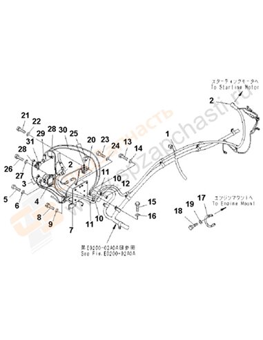 Fig. E0200-01a1a Wiring (Starting Harness) (Cold Weather A Spec.)(250001-)