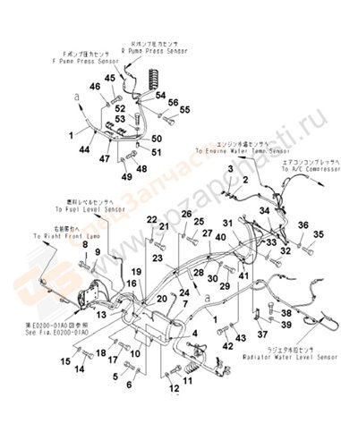 Fig. E0200-02a0 Wiring (Main Harness) (Harness And Clip)(200001-250000)