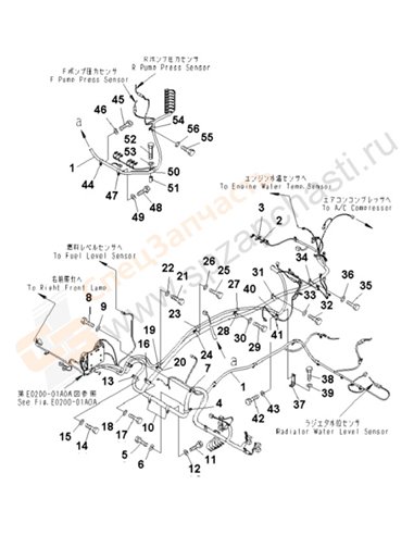 Fig. E0200-02a0a Wiring (Main Harness) (Harness And Clip)(250001-)