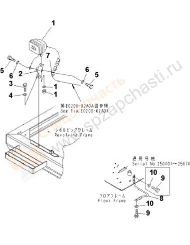 Fig. E0200-06a0a Wiring (Working Lamp Front)(250001-)