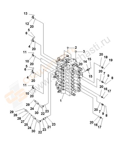 Fig. H0120-01a1 Main Valve (Connecting Parts) (1 Actuator) (1/2)