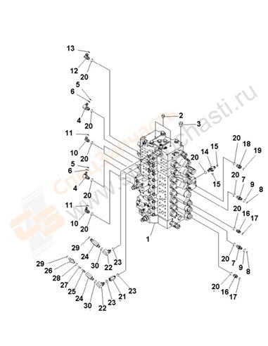 Fig. H0120-01a6 Main Valve (Connecting Parts) (2 Actuator) (1/2)