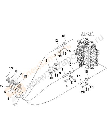 Fig. H1220-01a1 Arm And Bucket Line (With Drift Priventive)