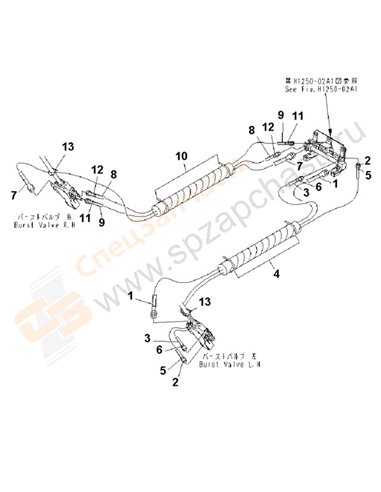 Fig. H1250-03a1 Burst Valve Line (Boom Cylinder Side)