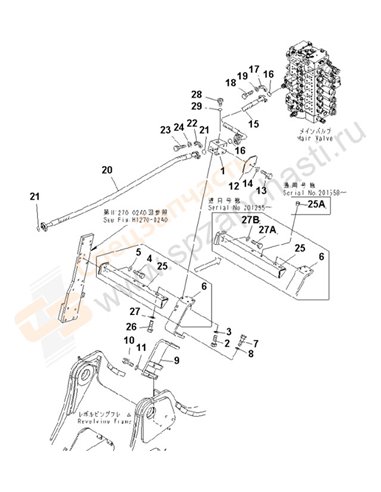 Fig. H1270-01a0 Attachment Lines (Main L.H.) (1 Actuator)