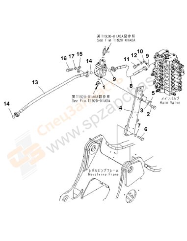 Fig. H1270-02b1 Attachment Lines (Main R.H.) (1 Actuator) (For Breaker Adapter)(204024-)