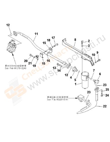 Fig. H1270-03a0 Attachment Lines (Return) (1 Actuator)