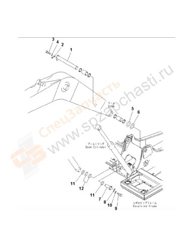 Fig. J1310-01a1 Boom Foot Pin (For Work Equipment Grease 100h)