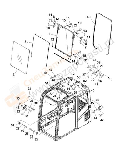 Fig. K0210-02a0b Operator's Cab (Front Window)(203013-250000)