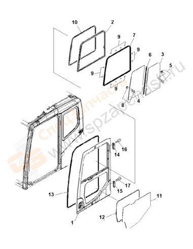 Fig. K0210-05a0 Operator's Cab (Door)(200001-250000)