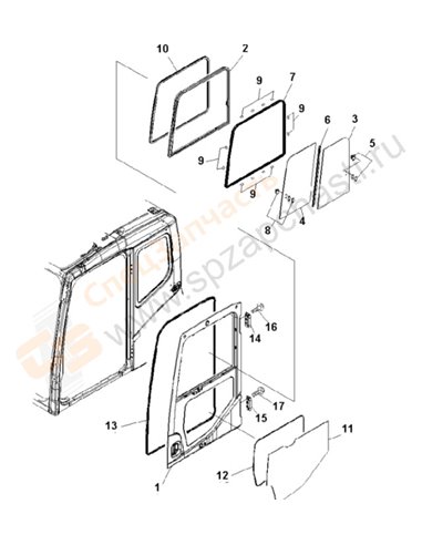 Fig. K0210-05a5 Operator's Cab (Door) (For Vandalism Protection)(200001-250000)