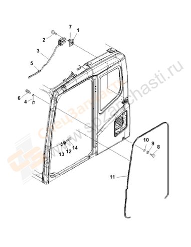 Fig. K0210-07a0 Operator's Cab (Open Lock)(200001-250000)