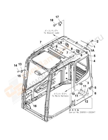 Fig. K0210-09a0 Operator's Cab (Radio)(200001-250000)