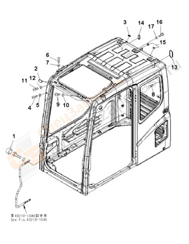 Fig. K0210-11a0 Operator's Cab (Bolt) (Komtrax Less)(200001-250000)