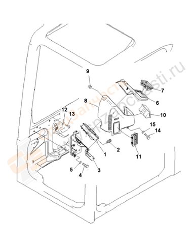 Fig. K0210-13a4 Operator's Cab (Monitor System) (7segment Moniter) (Air Conditioner And Heater Less)(200001-250000)