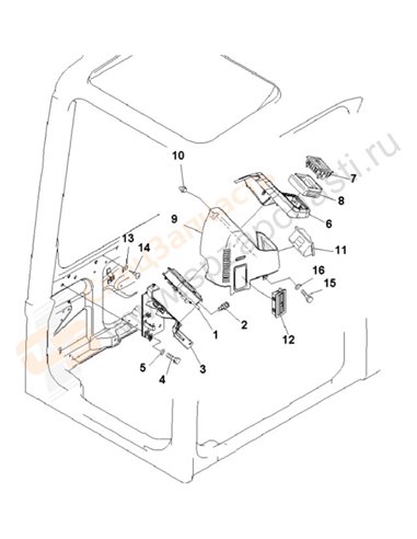 Fig. K0210-13a8 Operator's Cab (Monitor System) (Air Conditioner And Heater Less)(200001-250000)