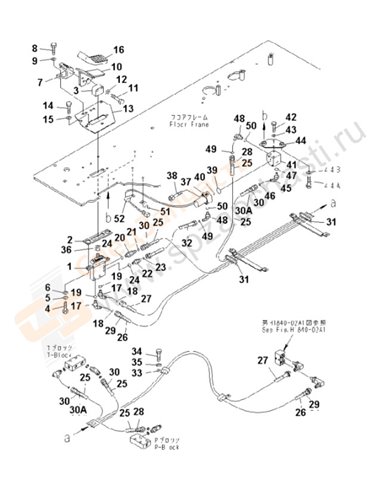 Fig. K1110-04a1 Floor Frame (Foot Rest) (R.H.) (1 Actuator)(200001-250000)