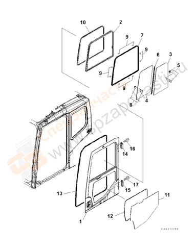 Fig. K1110-05d0 Floor Frame (Operator's Cab) (Door)(250001-)