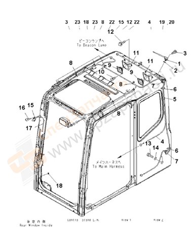 Fig. K1110-09d0 Floor Frame (Operator's Cab) (Electrical) (Radio)(250001-)