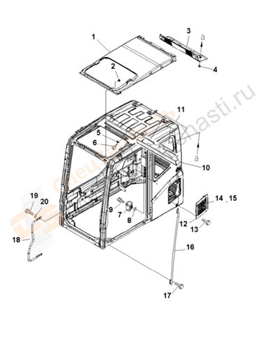 Fig. K1110-10d0 Floor Frame (Operator's Cab) (Accessories)(250001-)