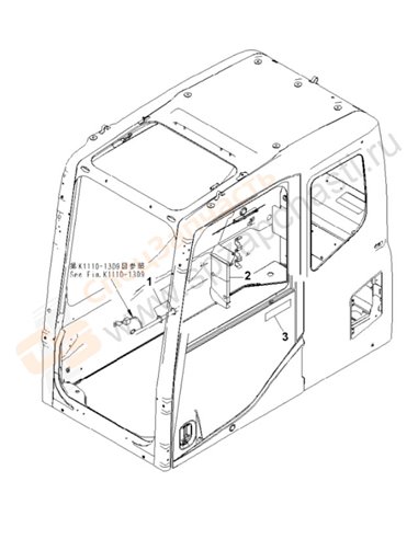 Fig. K1110-12d9 Floor Frame (Operator's Cab) (Clamp And Plate) (Without Air Conditioner)(250001-)