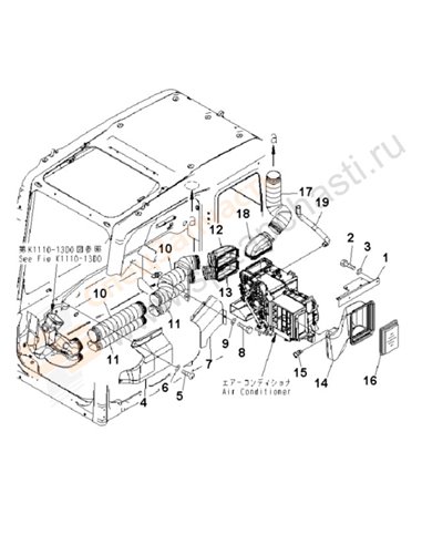 Fig. K1110-14d0 Floor Frame (Operator's Cab) (Plate And Duct)(250001-)