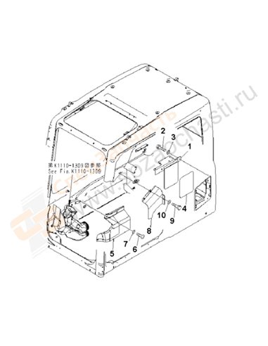 Fig. K1110-14d9 Floor Frame (Operator's Cab) (Plate) (Without Air Conditioner)(250001-)