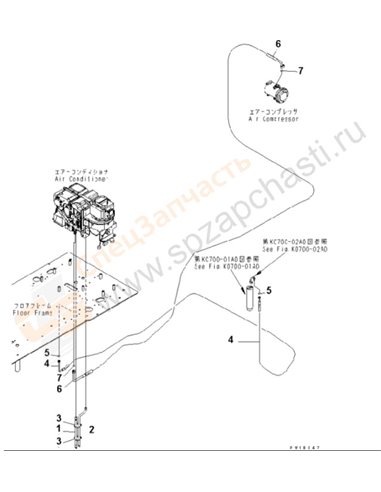 Fig. K1110-18a0 Floor Frame (Air Conditioner Hose)(200001-250000)