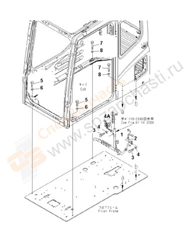 Fig. K1110-18d0 Floor Frame (Operator's Cab) (Clamp And Bolt)(250001-)