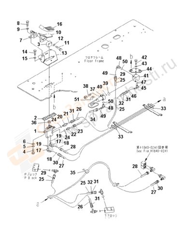 Fig. K1110-22d1 Floor Frame (Operator's Cab) (Attachment Control) (1 Actuator)(250001-)