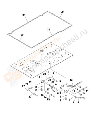 Fig. K1110-23a1 Floor Frame (Pt Block And Seal) (1 Actuator)(200001-250000)