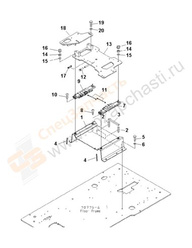 Fig. K1110-24d0 Floor Frame (Operator's Cab) (Base)(250001-)