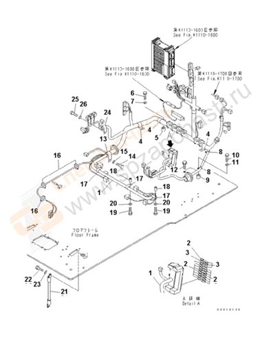 Fig. K1110-25d0 Floor Frame (Operator's Cab) (Harness)(250001-253216)