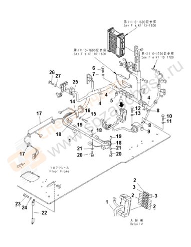 Fig. K1110-25d0a Floor Frame (Operator's Cab) (Harness)(253217-)