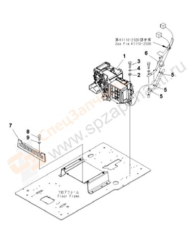 Fig. K1110-32d0 Floor Frame (Operator's Cab) (Air Conditioner And Foot Cover)(250001-)