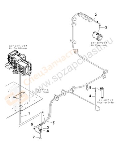 Fig. K1110-33d0 Floor Frame (Operator's Cab) (Air Conditioner Hose)(250001-)