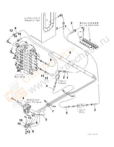 Fig. K1110-35d0 Floor Frame (Operator's Cab) (Ppc Hose) (1/2)(250001-)