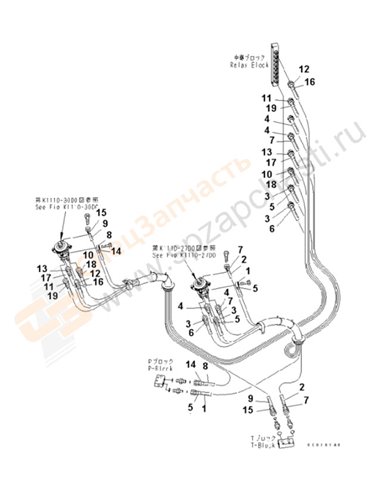 Fig. K1110-36d0 Floor Frame (Operator's Cab) (Ppc Hose) (2/2)(250001-)