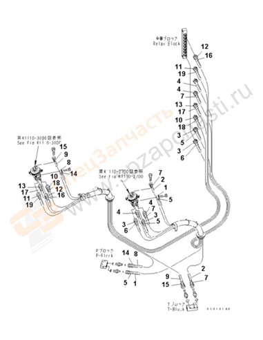 Fig. K1110-36g8 Floor Frame (Operator's Cab) (Ppc Hose) (2/2) (For U.S.A.)(250001-)