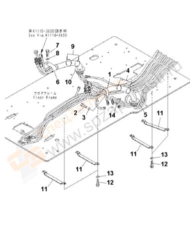 Fig. K1110-37d0a Floor Frame (Operator's Cab) (Ppc Clamp)(254265-)