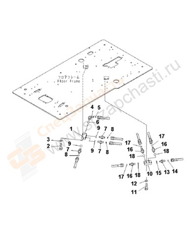 Fig. K1110-38d9 Floor Frame (Operator's Cab) (Pt Block) (Without Air Conditioner)(250001-)