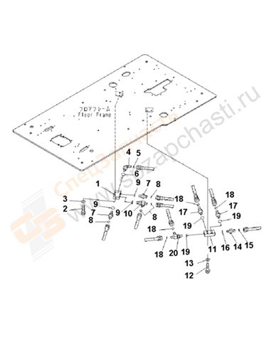 Fig. K1110-38e0 Floor Frame (Operator's Cab) (Pt Block) (1 Actuator) (Without Air Conditioner) (7seg Monitor Spec.)(250001-)