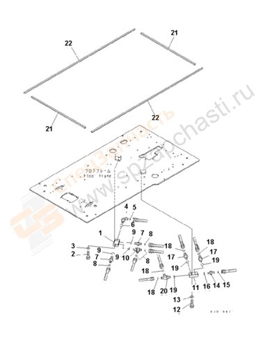 Fig. K1110-38e1 Floor Frame (Operator's Cab) (Pt Block And Seal) (1 Actuator) (7segment Monitor Spec.)(250001-)