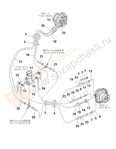 Fig. P1120-01a0 Travel Piping