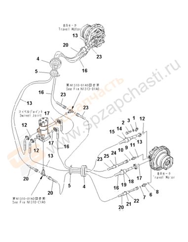 Fig. P1120-01a3 Travel Piping (Cold Area Arrangement (-40))(255706-)