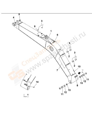 Fig. T1110-01a1 Boom (Hd)(200001-205510)