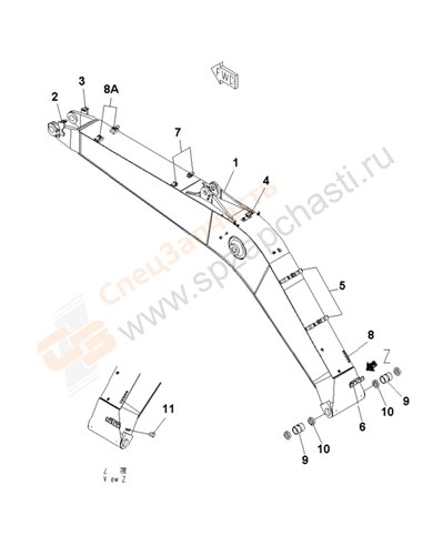 Fig. T1110-01a1a Boom (Hd)(205511-250000)